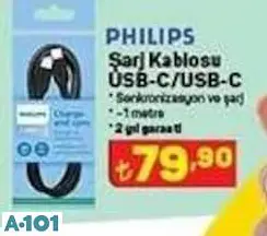 PHİLİPS ŞARJ KABLOSU USB-C